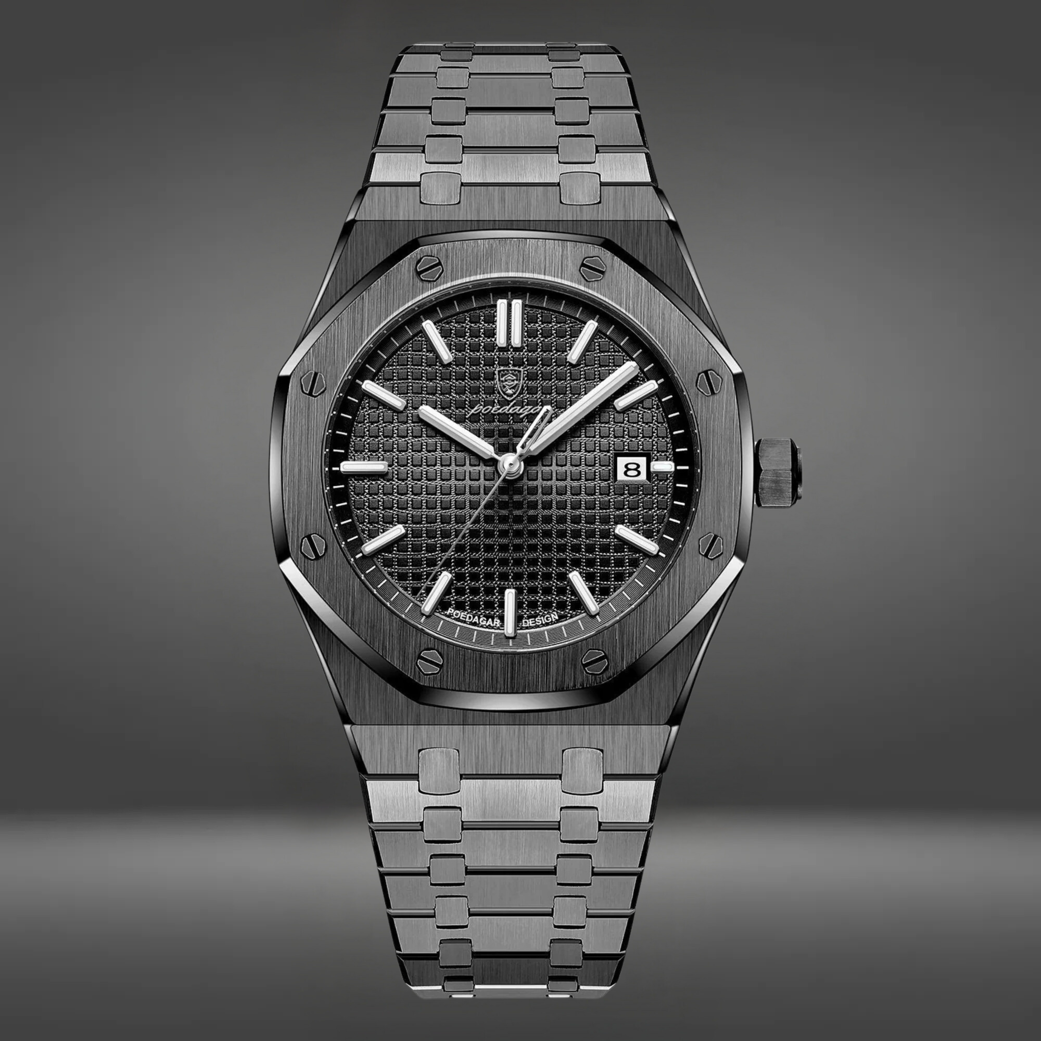 POEDAGAR Luxury Black Quartz Sports Watch for Men